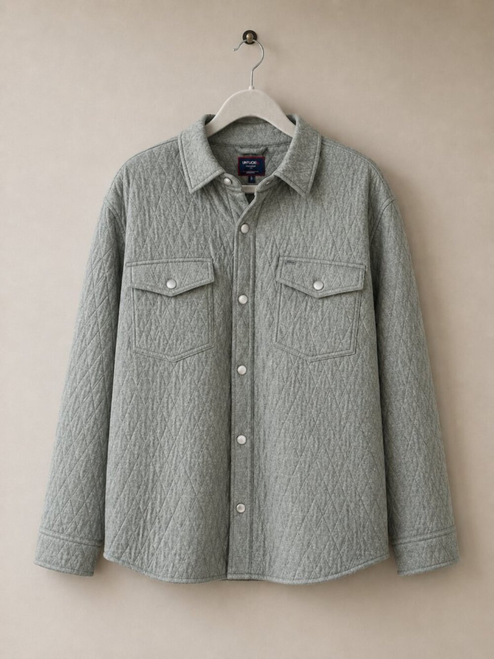 UNTUCKIT Braunfield Quilted Knit Overshirt NWT XL Beetle Green Sorona Insulated